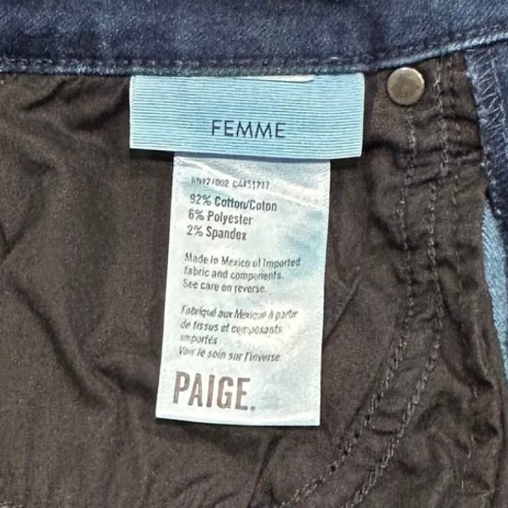 PAIGE Femme High Rise Slim Straight Jeans Lumiere Dark Wash Size 25 - Picture 7 of 13